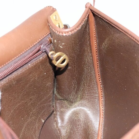 Christian Dior Shoulder Bag Leather Brown Gold Auth bs29937 - Picture 13 of 16